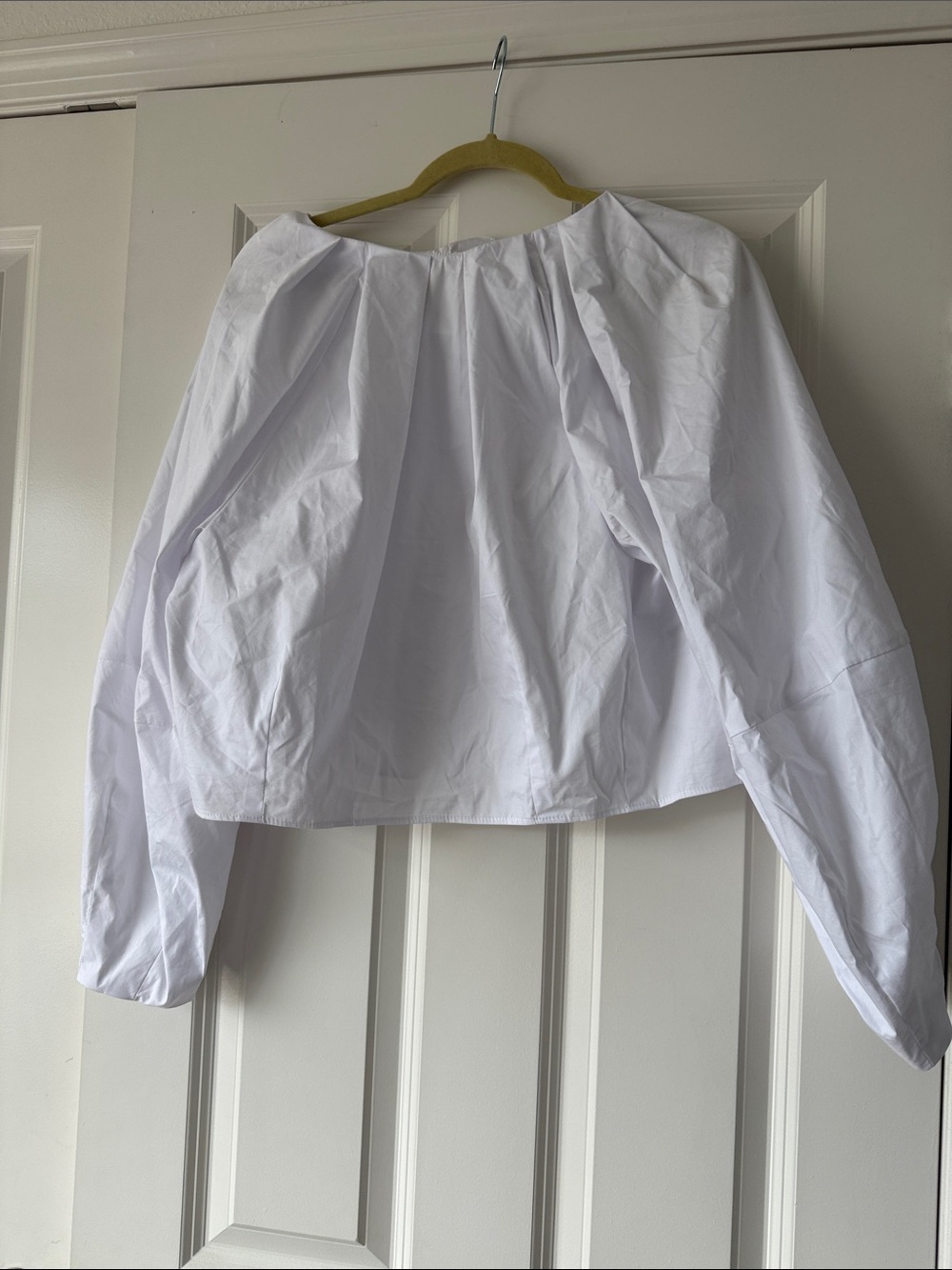 Zara White Long-Sleeve Crop Top